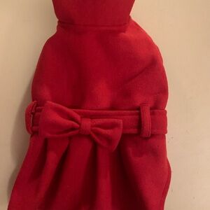 Elegant Red Dog Coat with Bow
